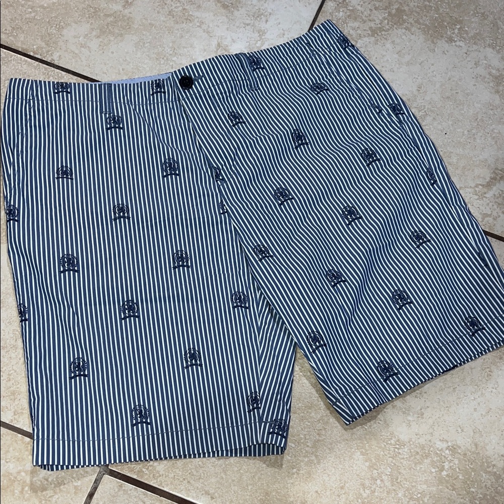 Tommy Hilfiger Navy and White Striped Shorts
